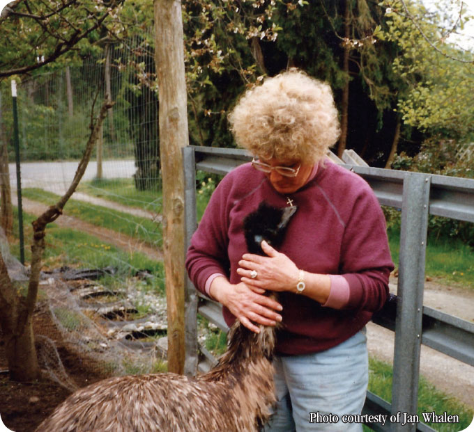Jan Whalen and Bluie the Emu
