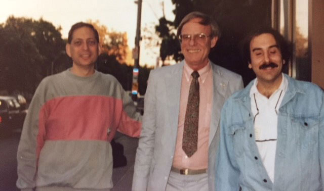 Don Barnes is the man in the center, flanked by Michael Schwab, cofounder of Canadian Vegans for Animal Rights, and Prof. Gary Francione.