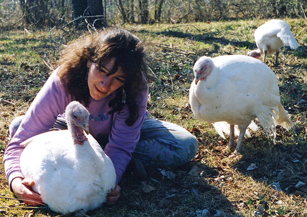Lynn with Turkeys