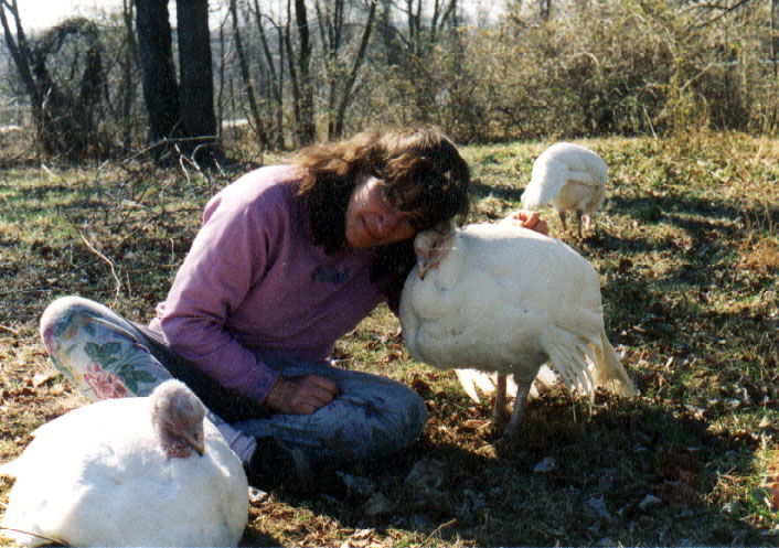 Lynn Halpern with Turkeys